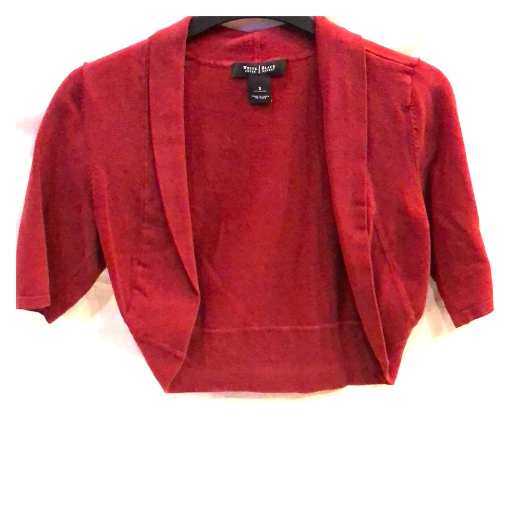Red crop cardigan - 3/4 length sleeve